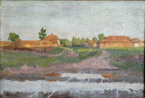 Машков И.И. (1881-1944)<br>Вечерний пейзаж. 1901<br>Холст, масло. 32х49<br><br><br>