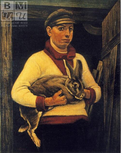 Загреков.<br>Крестьянин с кроликом призером. 1925