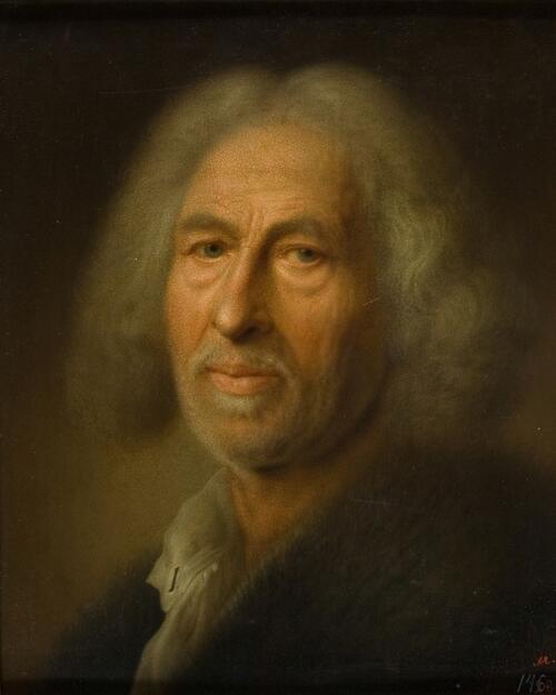 7. Бальтазар Деннер.<br>Голова старика.<br>1726.<br>Металл, масло. 40,5х34,2 см.