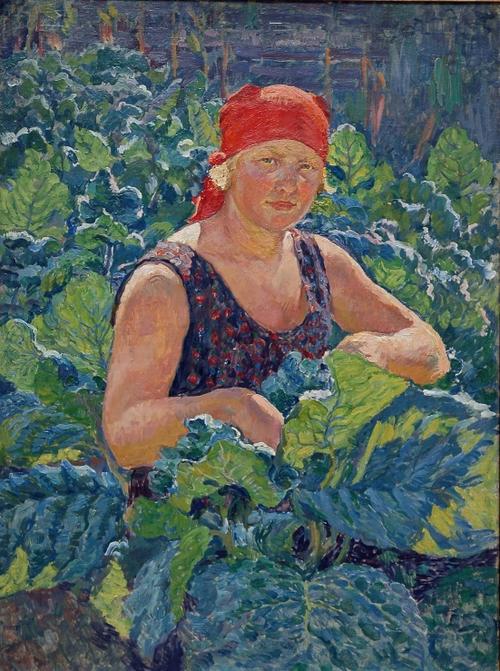 Машков И.И. (1881-1944)<br>Девушка на табачной плантации. 1930<br>Холст, масло. 107,5х80,5
