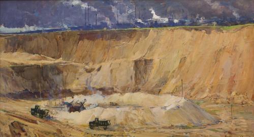 Червоненко А.Н. (1912-1993).<br>Окраина. Песчаный карьер. 1968<br>Холст, масло. 83х150 см.