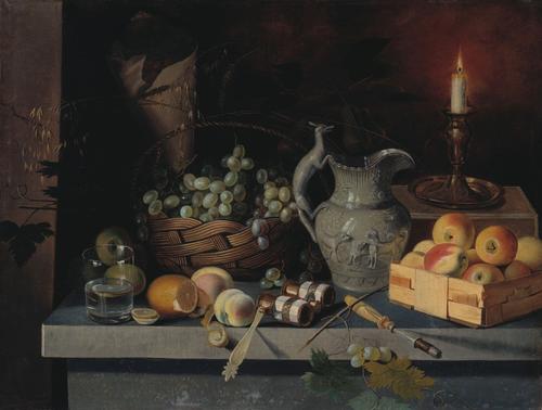 Хруцкий Иван Фомич (1810 - 1895).<br>Натюрморт со свечой.<br>1839.<br>Холст, масло. 66,5х88,5 см.
