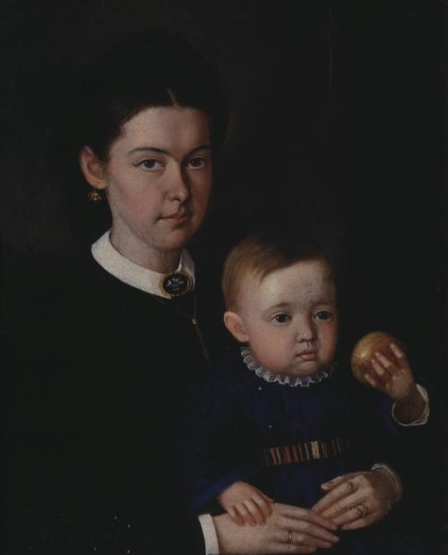 Сорока Григорий Васильевич (1823 - 1864).<br>Портрет женщины с ребенком.<br>1851.<br>Холст, масло. 41,5х34,0 см.