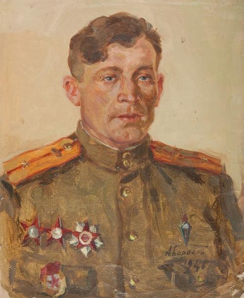 Бородин Алексей Иванович (1915-2004).<br>Майор.<br>1946<br>Бумага, масло