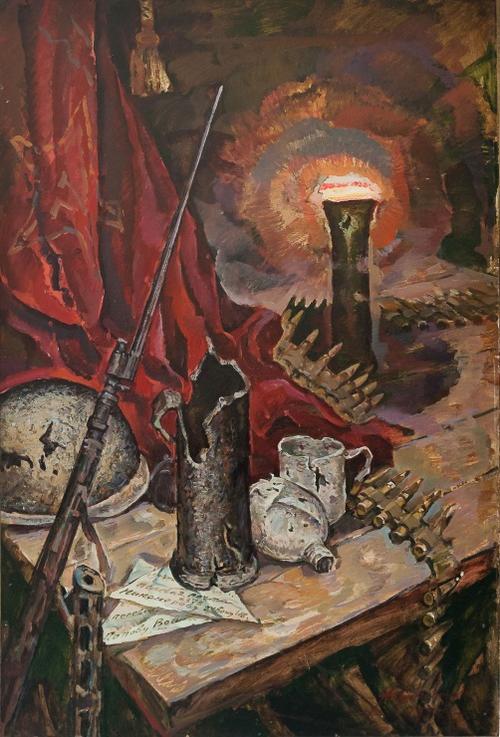 Прокопенко Алексей Андреевич (1926-1998).<br>Сталинградский натюрморт.<br>1974<br>Картон, масло