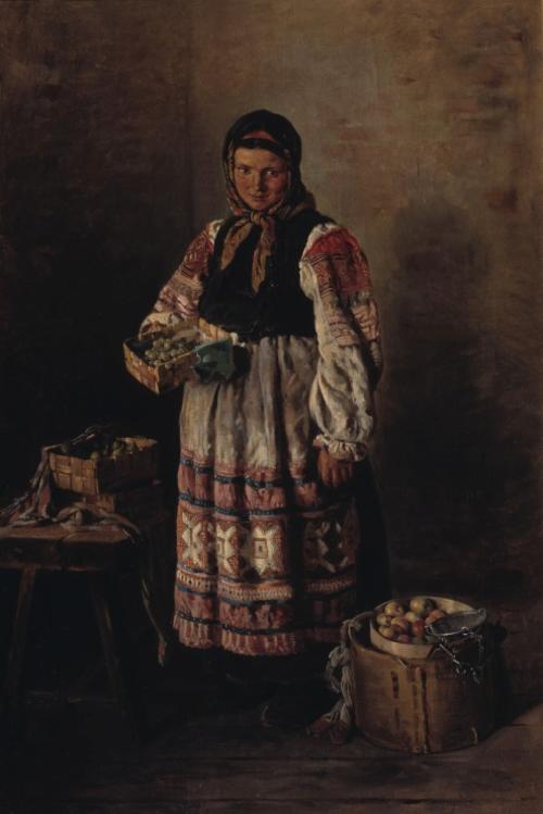 Маковский Владимир Егорович (1846 - 1920).<br>Девушка с ягодами.<br>1873<br>Холст, масло. 68,0х45,5 см.