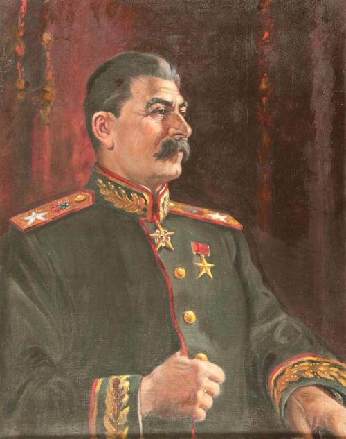 Сафронов<br>«Портрет И.В. Сталина». Копия портрета С.В. Герасимова 1945 г.<br>Холст, масло. 100 х 80 см