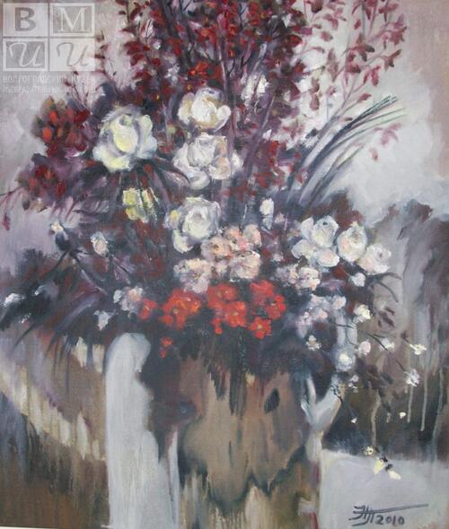 Белые розы.2010. х.м.70х60