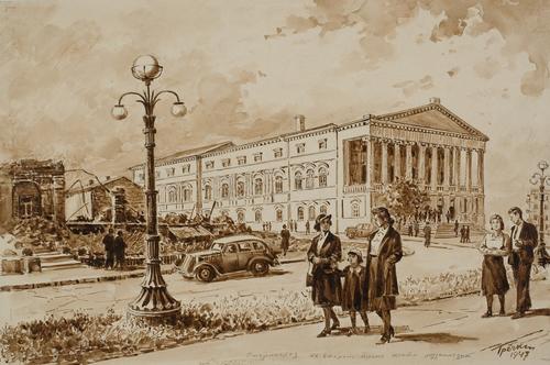 Гречкин П.Ф.<br>У театра Муз.комедии. 1958