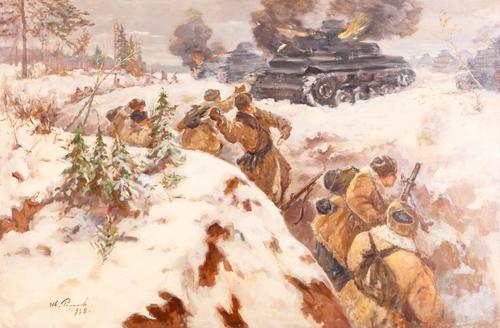 Радимов Иван Александрович (1890–1967)<br>«Двадцать восемь Гвардейцев. Панфиловцы» 1942 г.<br>Холст, масло. 100 х 150 см
