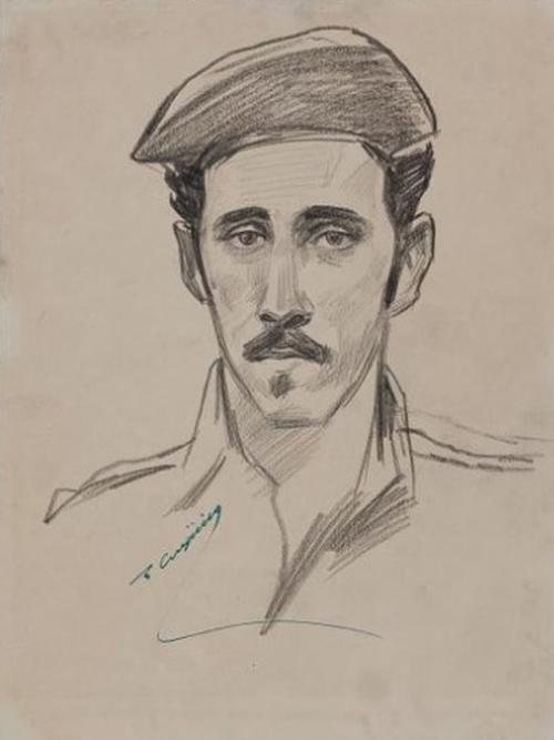 Иванов В.И.<br>Солдат. Куба.<br>1961. Бумага, карандаши цветные. 27х22,5 см