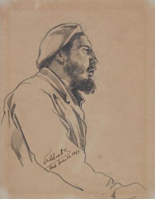 Оссовский П.П.<br>Фидель Кастро.<br>1961. Бумага, карандаш графитный. 32х25 см