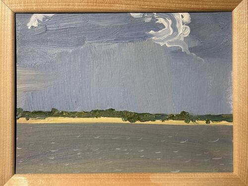 Пелихов С.В.<br>«Перед дождем на Волге»<br>Картон, масло. 14,5x19,5<br>3350 руб.